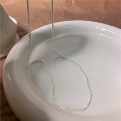 Shiny bare chain copper necklace (chain length 45cm) silver