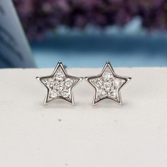 S925 silver five-pointed star small stud earrings (0.6*0.7cm) platinum