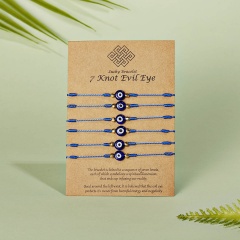 7 knot evil eye blue eye lucky friendship bracelet set (circumference: 16-30cm, paper jam: 11*8cm) 6pcs/set blue