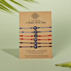 7 knot evil eye blue eye lucky friendship bracelet set (circumference: 16-30cm, paper jam: 11*8cm) 6pcs/set color