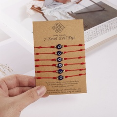 7 knot evil eye blue eye lucky friendship bracelet set (circumference: 16-30cm, paper jam: 11*8cm) 6pcs/set red