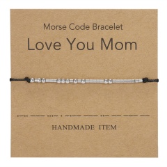 Stainless steel bead code hand-woven paper card bracelet (Chain length: 16-25cm paper card: 8*8cm) Love You Mom