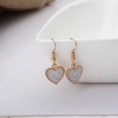 Simple enamel ear hook earrings heart