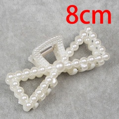 Geometric imitation pearl iron hair clip plate hair top clip bow-knot 2