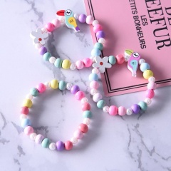 Candy colored birdie head bracelet for children (size 15cm) opp 3PCS/Set