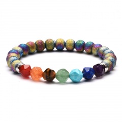 Seven chakra natural stone woven beaded bracelet (Bead: 8mm) color