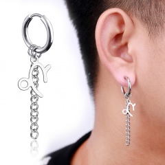 Chain twelve constellations stainless steel ear buckle ear ring men's ear hole earrings (size 1.7*5cm) opp Capricornus