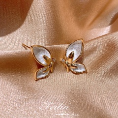 S925 silver needle butterfly stud earrings #1.2*1.5cm