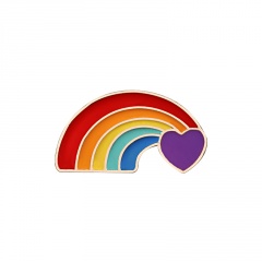 Rainbow  painted oil small brooch badge (size 2.1*1.8cm) opp Rainbow hearts