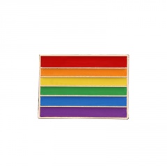 Rainbow  painted oil small brooch badge (size 2.1*1.8cm) opp Tetragonal flag