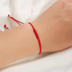 Red String Of Fate 7 Knots Lucky Friendship Woven Adjustable Paper Card Bracelet Red 3
