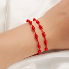 Red String Of Fate 7 Knots Lucky Friendship Woven Adjustable Paper Card Bracelet Red 2