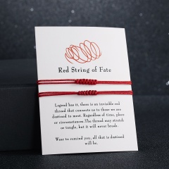 Red string of fate lucky friendship paper card bracelet (Circumference: 16-30cm, paper jam: 9.5*7cm) 2pcs/set