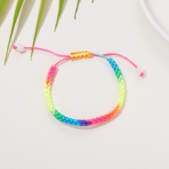 Hand-woven rainbow hand rope gay colorful bracelet (Size: 16-26cm) A