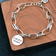 Live your dream heart disc copper bracelet (chain length 16+3cm) Live You Dream