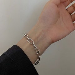 Horseshoe U-shaped chain copper bracelet platinum