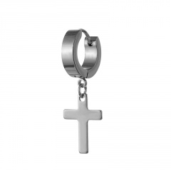 Cross stainless steel ear stud earrings (size 3.2cm) steel color