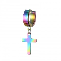 Cross stainless steel ear stud earrings (size 3.2cm) color