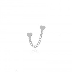 Love stainless steel chain double stud earrings (chain length 2.4cm) steel color