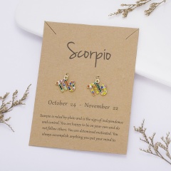 Color rhinestone symbol version twelve constellation paper card earrings Scorpio