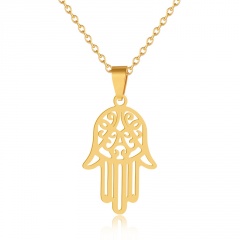 Palm pendant stainless steel necklace (Pendant size: 2*3.1cm, chain length: 45cm) gold
