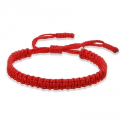 Thick rope hand-woven couple adjustable bracelet (Chain length: 16-28cm) red