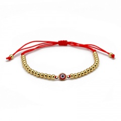 Rice beads resin eyes copper beads red string adjustable bracelet (Circumference: 16-30cm) A