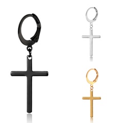 Stainless steel chain cross men's earrings (size 3.5*1cm) black