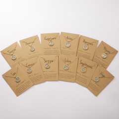 Golden Daytime Twelve Constellation Paper Card Necklace (Pendant size: 1.7*2cm, chain length: 45+5cm, paper jam: 9.5*7cm) Aries