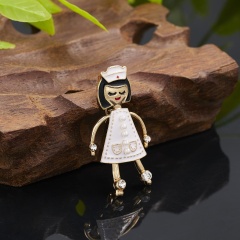 Character little girl opal enamel rhinestone brooch (size 3*4cm) nurse girl
