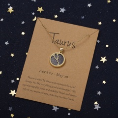 Golden night twelve constellations paper card necklace (Pendant size: 1.7*2cm, chain length: 45+5cm, paper jam: 9.5*7cm) Taurus