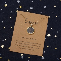 Golden night twelve constellations paper card necklace (Pendant size: 1.7*2cm, chain length: 45+5cm, paper jam: 9.5*7cm) Cancer