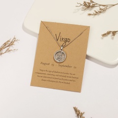 18KGP Daytime Twelve Constellation Paper Card Necklace (Pendant size: 1.7*2cm, chain length: 45+5cm, paper jam: 9.5*7cm) Virgo