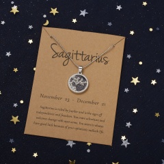 18KGP Night Twelve Constellation Paper Card Necklace (Pendant size: 1.7*2cm, chain length: 45+5cm, paper jam: 9.5*7cm) Sagittarius