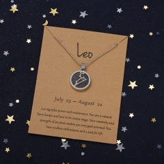 18KGP Night Twelve Constellation Paper Card Necklace (Pendant size: 1.7*2cm, chain length: 45+5cm, paper jam: 9.5*7cm) Leo