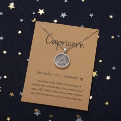 18KGP Night Twelve Constellation Paper Card Necklace (Pendant size: 1.7*2cm, chain length: 45+5cm, paper jam: 9.5*7cm) Capricorn