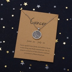 18KGP Night Twelve Constellation Paper Card Necklace (Pendant size: 1.7*2cm, chain length: 45+5cm, paper jam: 9.5*7cm) Cancer