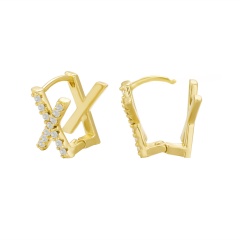 26 letters double layer inlaid cubic zirconia earrings (size 1.1*1cm) X
