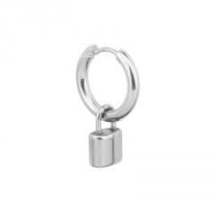 Simple geometric single stainless steel men's earrings C