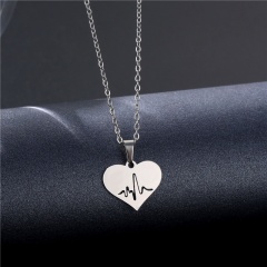 Stainless steel love couple clavicle necklace (chain length 45+5cm) E