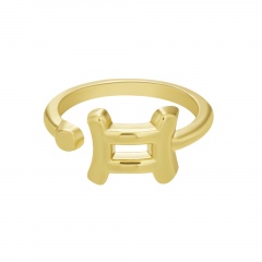 Symbol Edition Twelve Constellation Letter Gold Open Ring Gemini