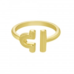 Symbol Edition Twelve Constellation Letter Gold Open Ring Libra