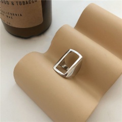 Geometric Openwork Silver Plated Shiny Open Ring rectangle