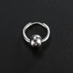 Men's Spring Pendant Stainless Steel Hoop Earrings (Size: inner diameter 12mm, thickness about 2mm) C