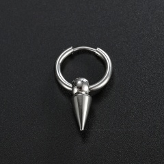 Men's Spring Pendant Stainless Steel Hoop Earrings (Size: inner diameter 12mm, thickness about 2mm) D