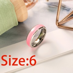 Stainless steel solid color luminous couple ring #6 pink