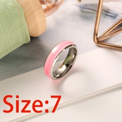 Stainless steel solid color luminous couple ring #7 pink