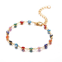 Color eye chain beach anklet (Circumference: 19+7cm) gold