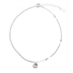 Luck ball and bead chain beach copper anklet (Circumference: 20+4cm) platinum
