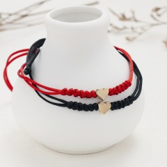 Red string of fate Love 6 knots red string lucky friendship woven adjustable paper card bracelet (Circumference: 16-28cm, paper jam: 9.5*7cm) red+black